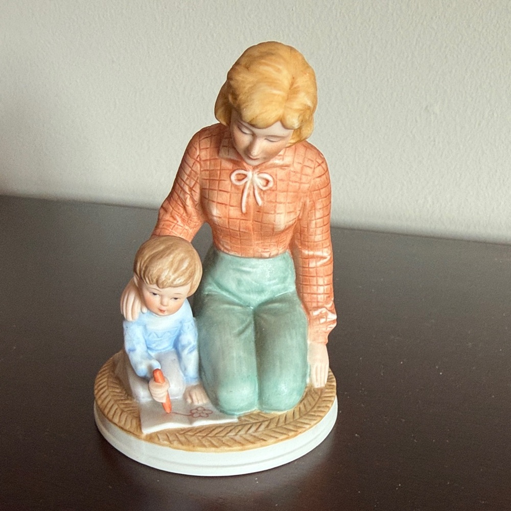 Ceramic Mother and Child Figurine titled Scribbler, 1983